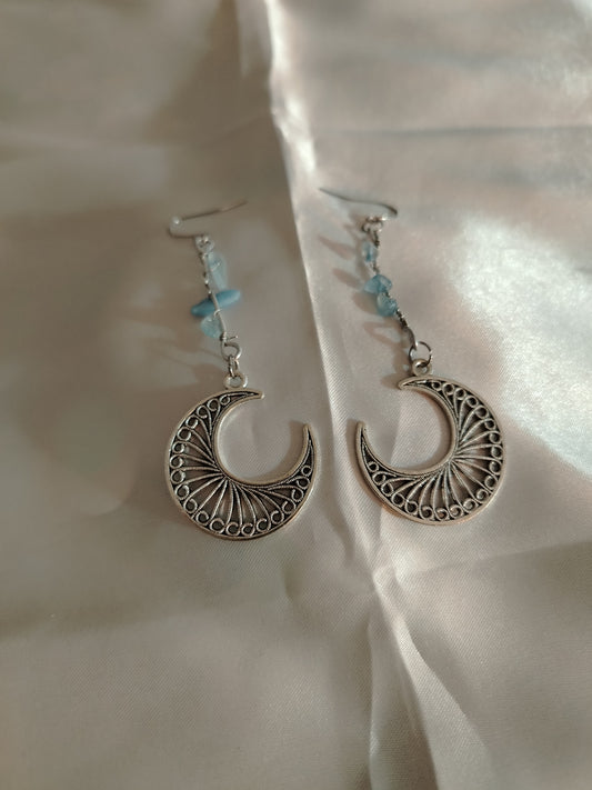 Orecchini Moon aquamarina
